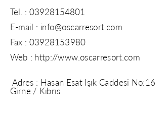 Oscar Resort Hotel iletiim bilgileri